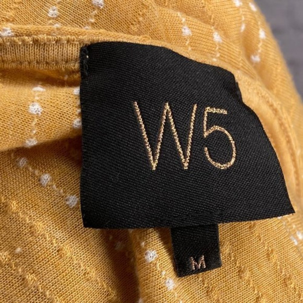 Anthropologie M W5 Concepts Mustard White Polka Dot Ruffle Bell Sleeve Knit Top - Picture 6 of 7